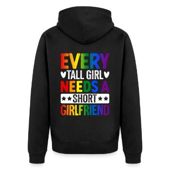 Lesbian LGBTQ Girl - Unisex Premium Organic Zip Hoodie - black - Back - Nico (187cm)
