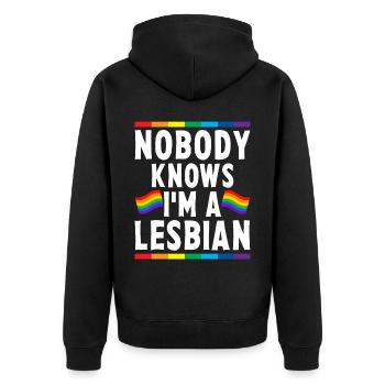 LGBTQ - Unisex Premium Organic Zip Hoodie - black - Back - Nico (187cm)