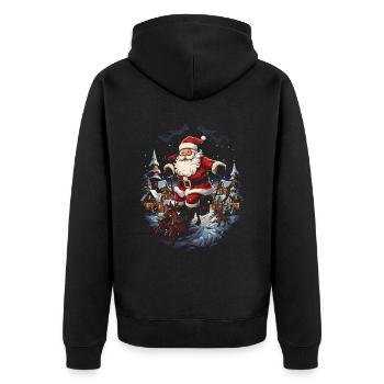 Verbreiten Sie Weihnachtsfreude mit Santa Claus - Unisex Premium Bio Zip Hoodie - Schwarz - Hinten - Nico (187cm)