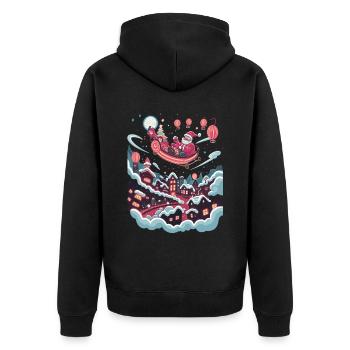 Moderne Kunst trifft Weihnachten Santa Claus - Unisex Premium Bio Zip Hoodie - Schwarz - Hinten - Nico (187cm)