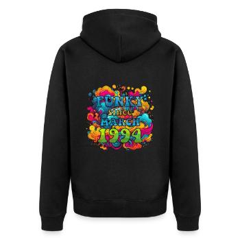 Funky Geburtstag: März 1994 - Psychadelic - Unisex Premium Bio Zip Hoodie - Schwarz - Hinten - Nico (187cm)
