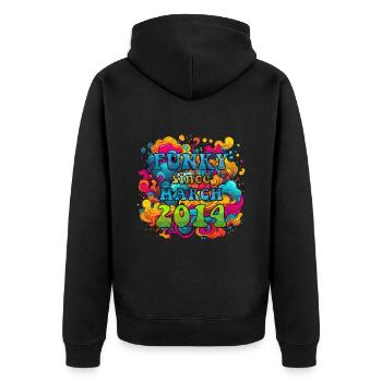Funky Geburtstag: März 2014 - Psychadelic - Unisex Premium Bio Zip Hoodie - Schwarz - Hinten - Nico (187cm)