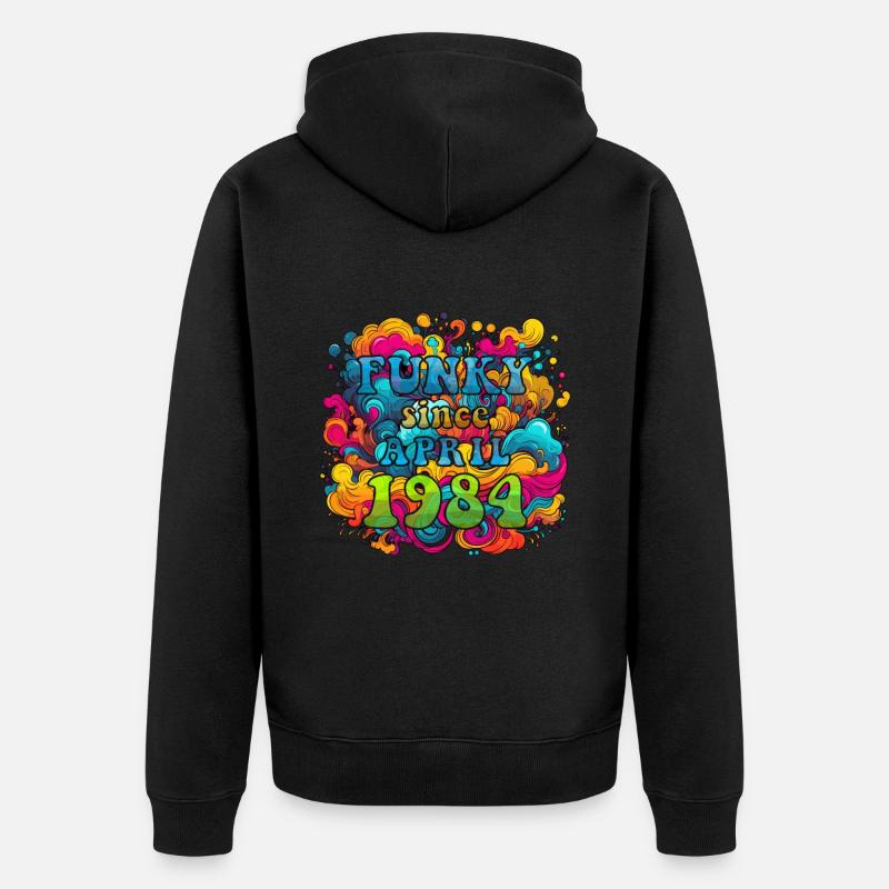 Funky Anniversaire : Avril 1984 - Psychédélique - Veste à capuche bio Premium Unisexe - noir