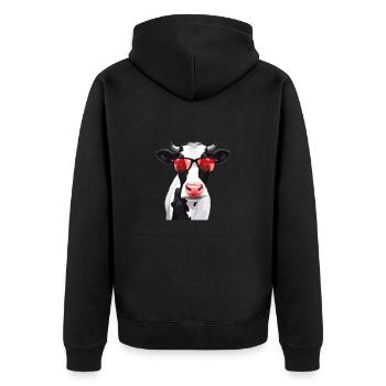 Comic-Kuh Design - Unisex Premium Bio Zip Hoodie - Schwarz - Hinten - Nico (187cm)