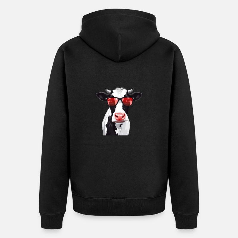 Comic-Kuh Design - Unisex Premium Bio Zip Hoodie - Schwarz