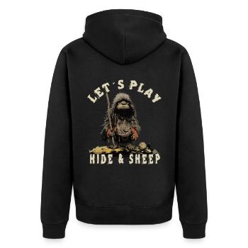 Lass Uns Verstecken - Unisex Premium Bio Zip Hoodie - Schwarz - Hinten - Nico (187cm)