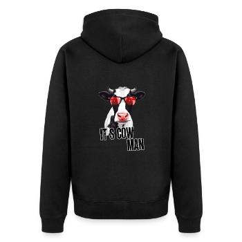 Vache avec des lunettes de soleil et disant - Veste à capuche bio Premium Unisexe - noir - Dos - Nico (187cm)
