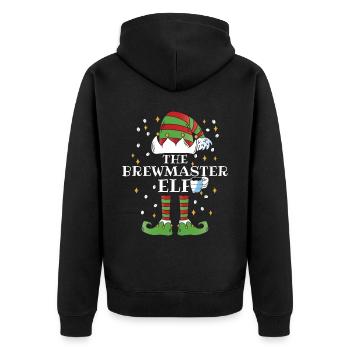 The Brewmaster Elf Coffee - Unisex Premium Organic Zip Hoodie - black - Back - Nico (187cm)