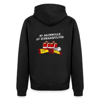 80% Baumwolle 20% Schwarzpulver - Unisex Premium Bio Zip Hoodie - Schwarz - Hinten - Nico (187cm)