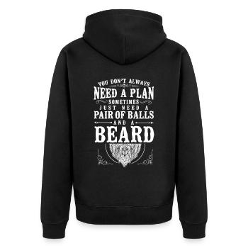 Beard Lover Bearded Man You Don't - Unisex Premium Bio Zip Hoodie - Schwarz - Hinten - Nico (187cm)