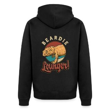 Bearded Dragon Beardie Lounger Herpetology Lizard - Unisex Premium Organic Zip Hoodie - black - Back - Nico (187cm)