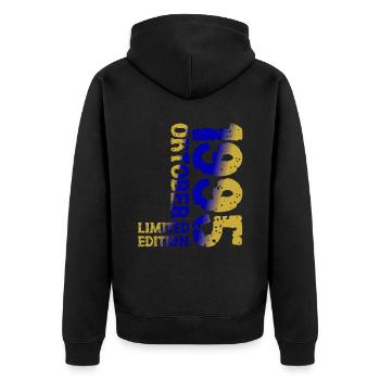 1995 Oktober Limited Edition 28. Geburtstag Deko - Unisex Premium Bio Zip Hoodie - Schwarz - Hinten - Nico (187cm)