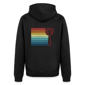 Retro Barmann Bartender Mixologist Bardame - Unisex Premium Bio Zip Hoodie - Schwarz - Hinten - Nico (187cm)