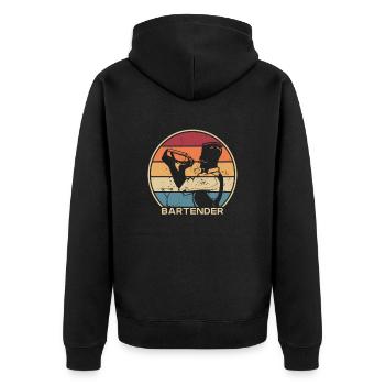 Retro Mixologist Barmann Bartender Bardame - Unisex Premium Bio Zip Hoodie - Schwarz - Hinten - Nico (187cm)