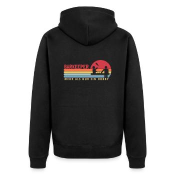 Barkeeper mehr als ein Hobby Mixologist Barmann - Unisex Premium Bio Zip Hoodie - Schwarz - Hinten - Nico (187cm)
