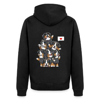 Berner Sennenhund Lustige Hund Bouvier Bernois - Unisex Premium Bio Zip Hoodie - Schwarz - Hinten - Nico (187cm)