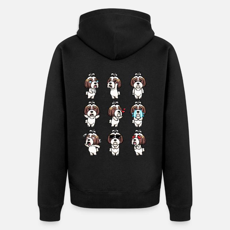 Shih Tzu Émoticône de chien - Veste à capuche bio Premium Unisexe - noir
