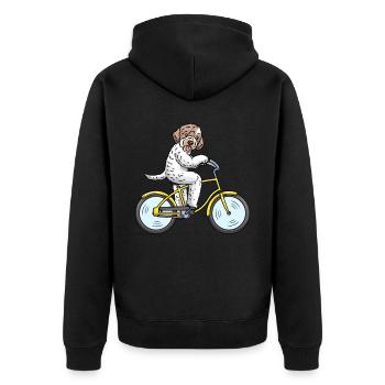 Lagotto Romagnolo Hund Auf Einem Fahrrad - Unisex Premium Bio Zip Hoodie - Schwarz - Hinten - Nico (187cm)