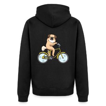 Chien d’épagneul tibétain à vélo - Veste à capuche bio Premium Unisexe - noir - Dos - Nico (187cm)