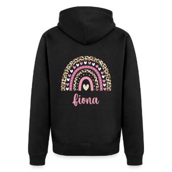 Fiona Regenbogen Name Geburtstag Fiona - Unisex Premium Bio Zip Hoodie - Schwarz - Hinten - Nico (187cm)