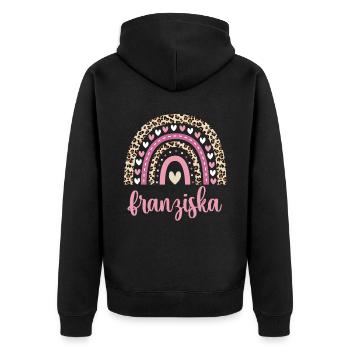 Franziska Regenbogen Name Geburtstag Franziska - Unisex Premium Bio Zip Hoodie - Schwarz - Hinten - Nico (187cm)