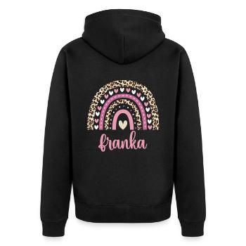 Franka Regenbogen Name Geburtstag Franka - Unisex Premium Bio Zip Hoodie - Schwarz - Hinten - Nico (187cm)