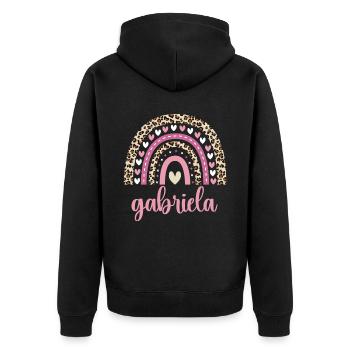 Gabriela Regenbogen Name Geburtstag Gabriela - Unisex Premium Bio Zip Hoodie - Schwarz - Hinten - Nico (187cm)