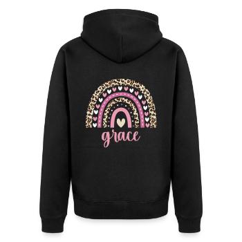 Grace Regenbogen Name Geburtstag Grace - Unisex Premium Bio Zip Hoodie - Schwarz - Hinten - Nico (187cm)