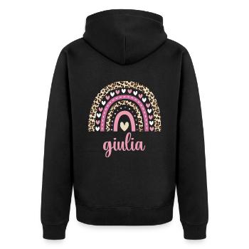 Giulia Regenbogen Name Geburtstag Giulia - Unisex Premium Bio Zip Hoodie - Schwarz - Hinten - Nico (187cm)