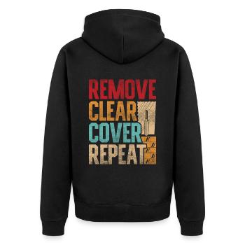 Bodenleger Fliesenleger Remove Clear Cover Repeat - Unisex Premium Bio Zip Hoodie - Schwarz - Hinten - Nico (187cm)