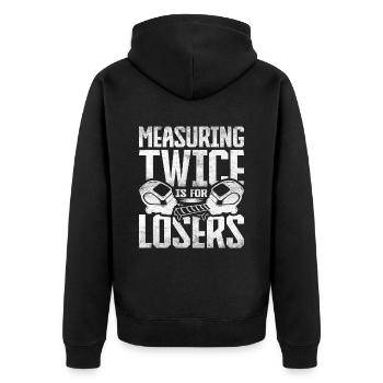 Bodenleger Fliesenleger Estrichleger - Unisex Premium Bio Zip Hoodie - Schwarz - Hinten - Nico (187cm)
