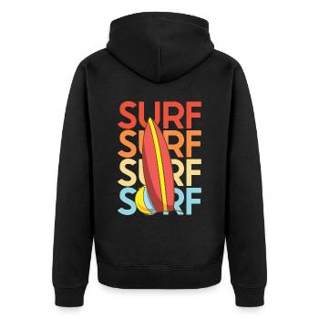 Vintage Surfer Retro Surfing Beach Surf - Unisex Premium Organic Zip Hoodie - black - Back - Nico (187cm)