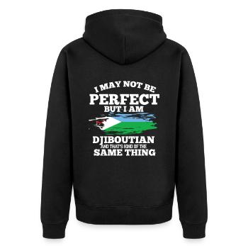 Dschibuti - Unisex Premium Bio Zip Hoodie - Schwarz - Hinten - Nico (187cm)