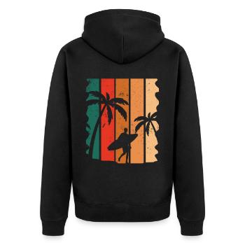 Vintage Surfer Retro Surfing Beach Surf - Unisex Premium Organic Zip Hoodie - black - Back - Nico (187cm)