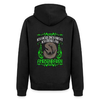 Ich denke an Ameisenbär Ameisenfresser - Unisex Premium Bio Zip Hoodie - Schwarz - Hinten - Nico (187cm)