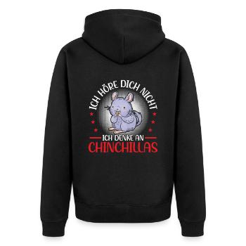 Denke an Chinchilla Nagetier Wollmaus - Unisex Premium Bio Zip Hoodie - Schwarz - Hinten - Nico (187cm)