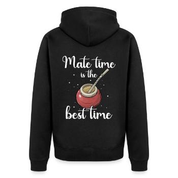 Mate Tee Bombilla - Unisex Premium Bio Zip Hoodie - Schwarz - Hinten - Nico (187cm)