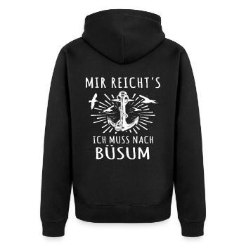Büsum Büsumer - Unisex Premium Bio Zip Hoodie - Schwarz - Hinten - Nico (187cm)