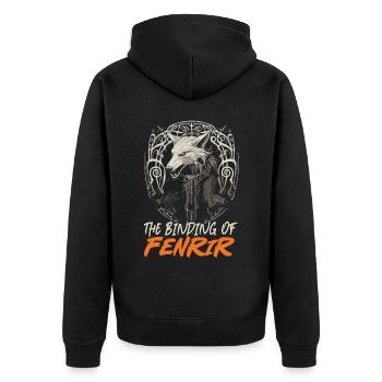 Fenrir Wolf Wikinger Nordisch Nordmänner Odins Wolf - Unisex Premium Bio Zip Hoodie - Schwarz - Hinten - Nico (187cm)