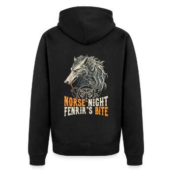 Fenrir Wolf Wikinger Nordisch Nordmänner Odins Wolf - Unisex Premium Bio Zip Hoodie - Schwarz - Hinten - Nico (187cm)