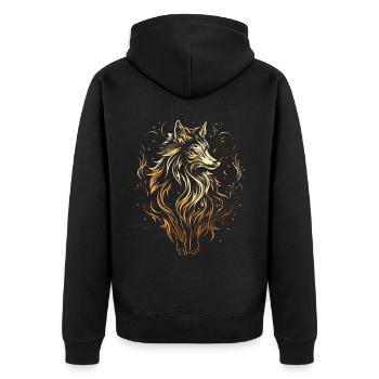 Fenrir Wolf Wikinger Nordisch Nordmänner Odins Wolf - Unisex Premium Bio Zip Hoodie - Schwarz - Hinten - Nico (187cm)