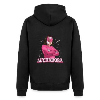 Mexikanischer Wrestling Wrestler Lucha Libre Maske - Unisex Premium Bio Zip Hoodie - Schwarz - Hinten - Nico (187cm)