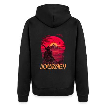 Journey Samurai Japan Kultur - Unisex Premium Bio Zip Hoodie - Schwarz - Hinten - Nico (187cm)