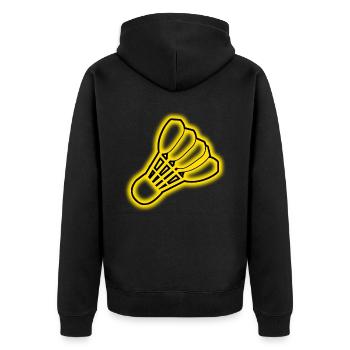 Badminton Federball - Unisex Premium Bio Zip Hoodie - Schwarz - Hinten - Nico (187cm)