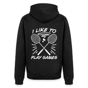 Badminton Badminton Racket - Unisex Premium Organic Zip Hoodie - black - Back - Nico (187cm)