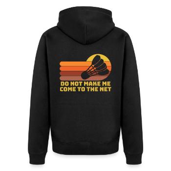 Badminton Badmintonspieler - Unisex Premium Bio Zip Hoodie - Schwarz - Hinten - Nico (187cm)