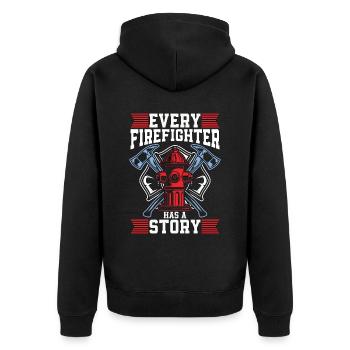 Chief Firefighter Every Firefighter Has A Fireman - Unisex Premium Organic Zip Hoodie - black - Back - Nico (187cm)