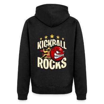 Kickball Rocks Loves Competitive Sports Kick Balls - Unisex Premium Bio Zip Hoodie - Schwarz - Hinten - Nico (187cm)