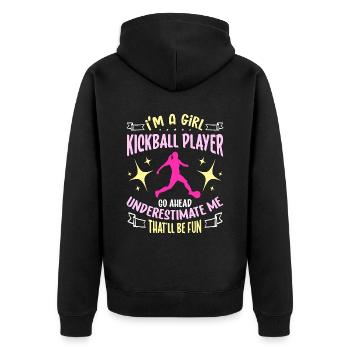 Kickball I'm A Girl Kickball Player Go Kickballer - Unisex Premium Bio Zip Hoodie - Schwarz - Hinten - Nico (187cm)
