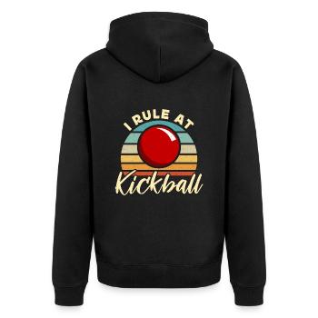 Kickball I Rule At Kickball Retro Loves Kick Balls - Unisex Premium Bio Zip Hoodie - Schwarz - Hinten - Nico (187cm)